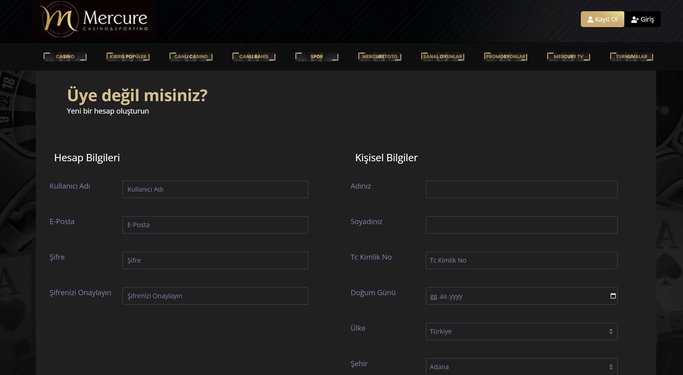 mercure casino üyelik
